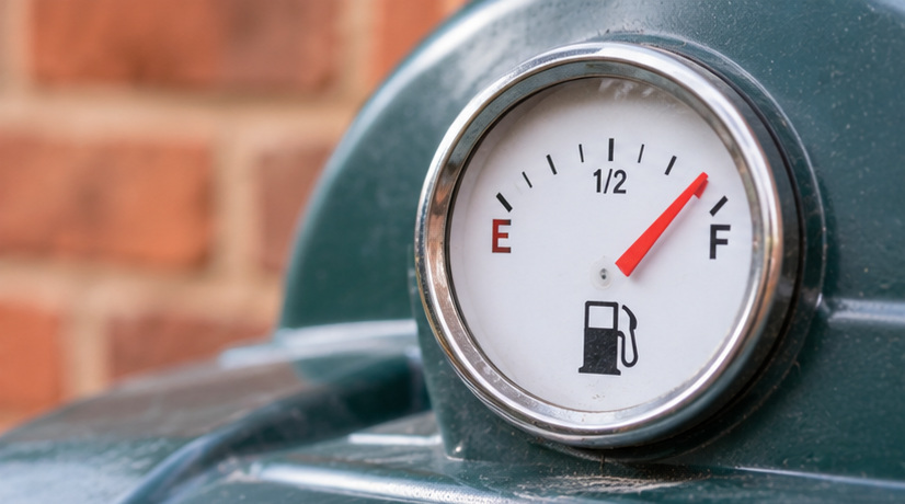 The level gauge on a heating oil tank